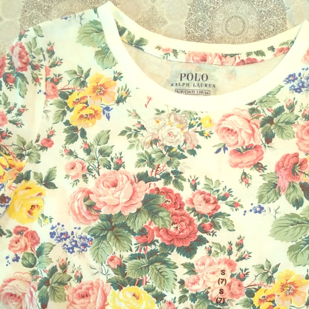 Girls t-shirt Ralph Lauren Polo floral NWT sz S